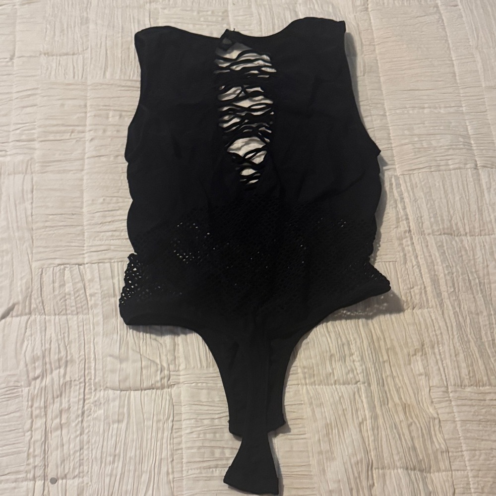 Black Lace-Up Bodysuit